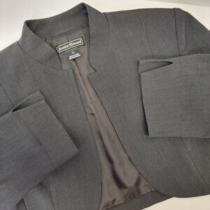 Jessica Howard Womens Dark Gray Cropped Long Sleeve Business Church Blazer 12